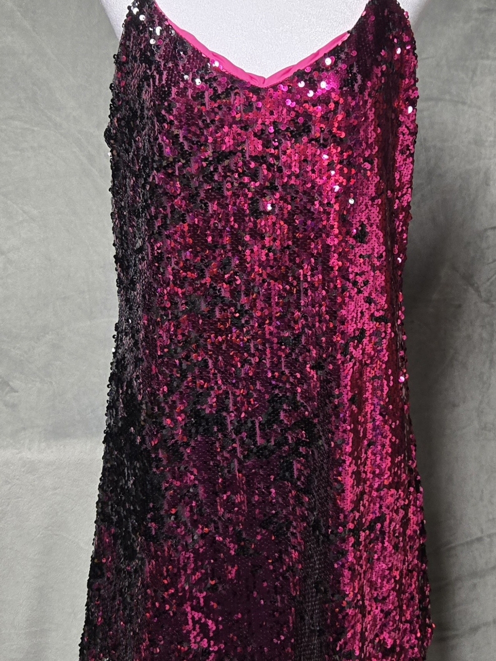 Sequin Slip Dress in Fuchsia Pink